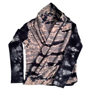 Young Fabulous & Broke Shawl Collar Faux Wrap Pleated Tie Dyed Sweatshirt XS